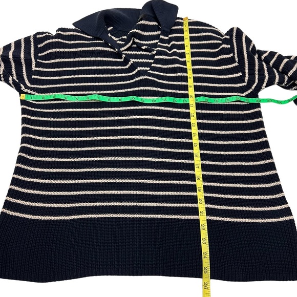 J Crew Relaxed Collared Sweater in Stripe Navy Blue Size M - Picture 9 of 10